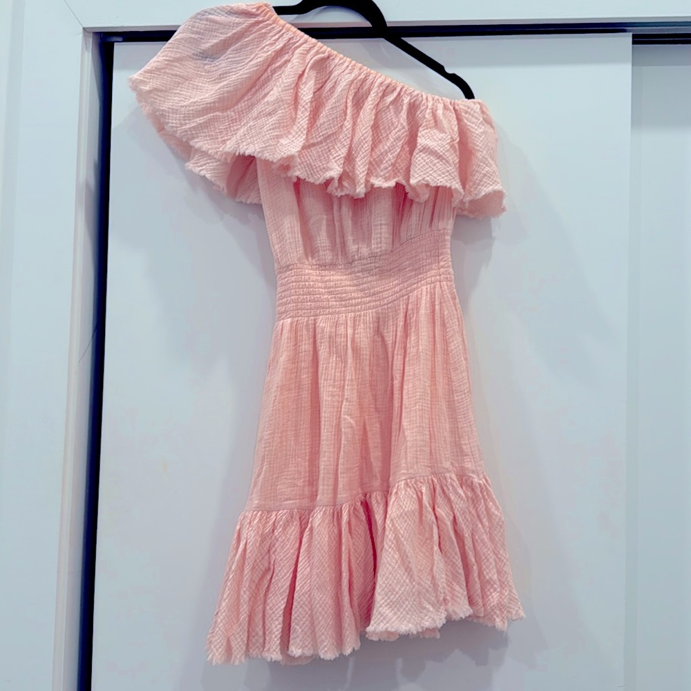 Rebecca Taylor One Shoulder Ruffle Gauze Dress